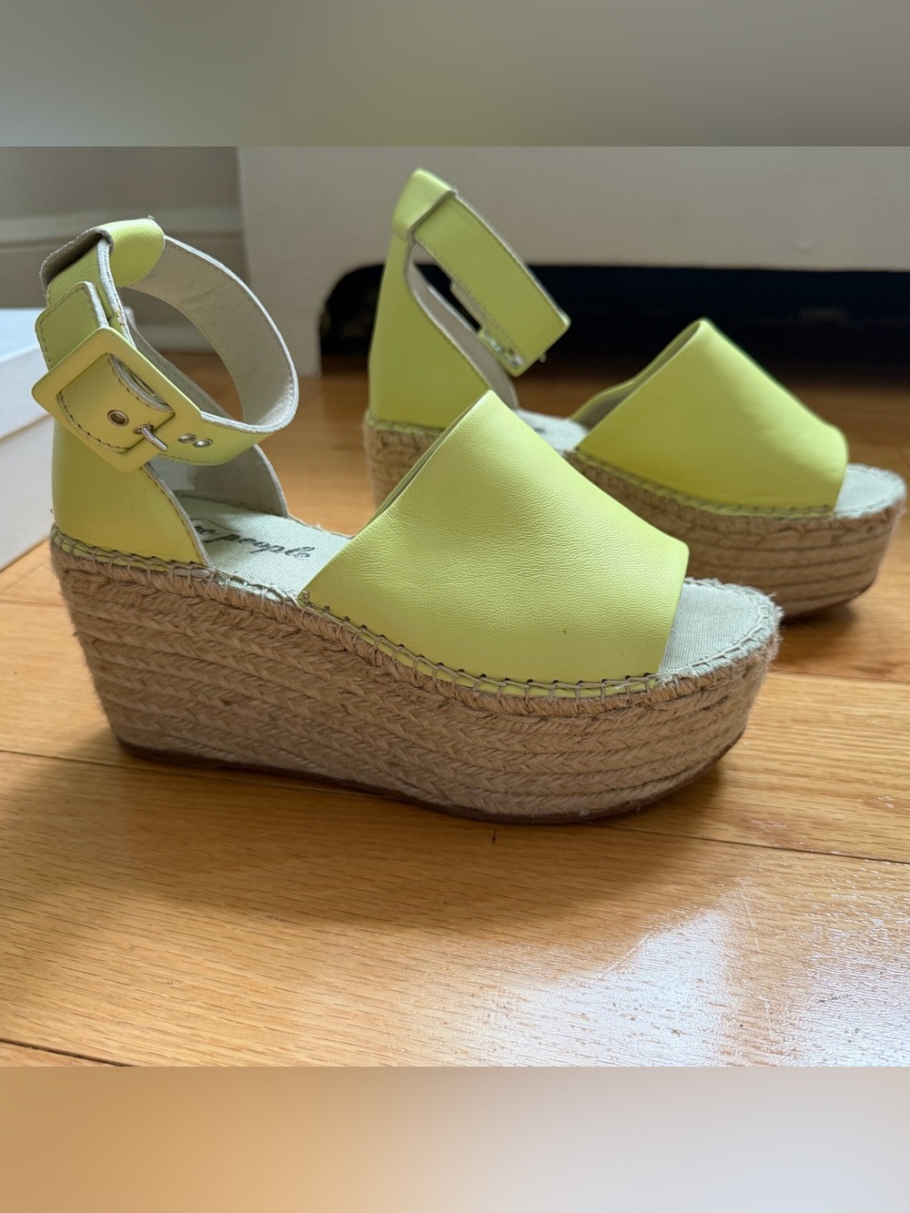 Free People Coastal Cool Lime Green Espadrille Flatform Sandals